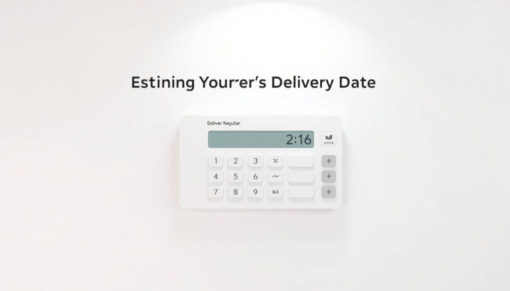 A sleek and modern shipping date calculator interface, showcased against a plain white background with soft shadows. In the foreground, a clean and user-friendly calculator with intuitive controls, designed to help customers easily estimate their order's delivery date. The middle ground features simple, yet informative icons and visual cues to guide the user's input, such as a calendar, package, and truck icon. The background maintains a minimalist aesthetic, allowing the calculator to take center stage and provide a seamless, distraction-free experience. Soft lighting from the top-left casts a subtle glow, highlighting the calculator's crisp lines and digital readout. An overall sense of efficiency and practicality pervades the scene, reflecting the purpose of the "Estimating Your Order's Delivery Date" feature.